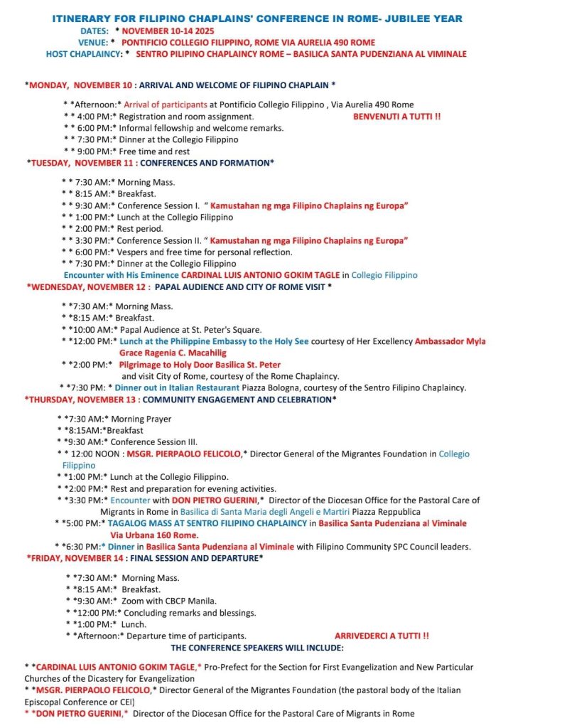 Programma Convegno Cappellani filippini